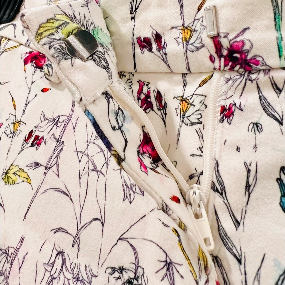 🌸 H&M Floral High-Waist Ankle Pants – Cream Multi Botanical Print Size 12 chic - Picture 4 of 8